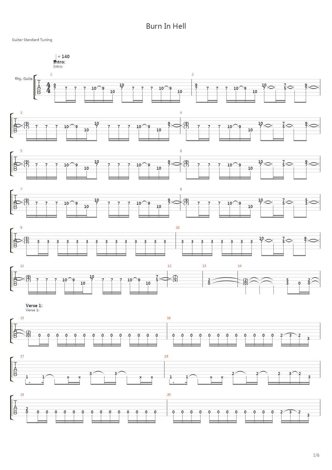 Burn In Hell吉他谱