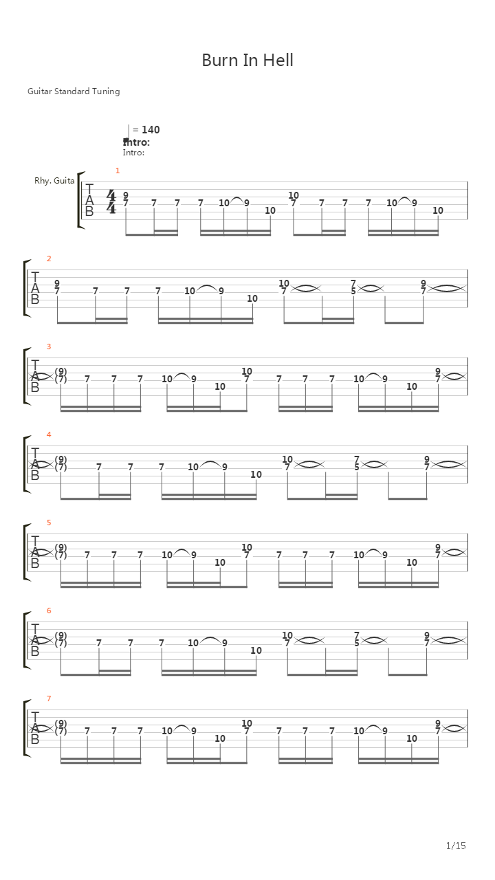Burn In Hell吉他谱