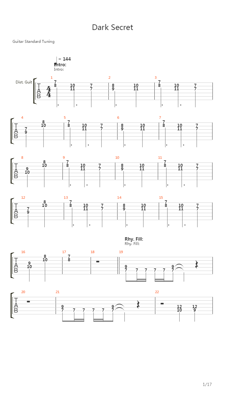 Dark Secret吉他谱