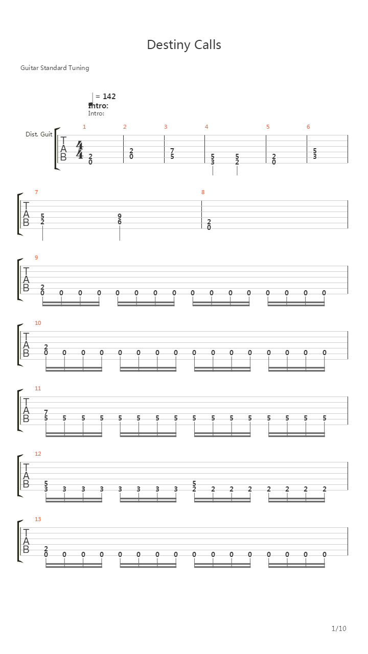 Destiny Calls吉他谱