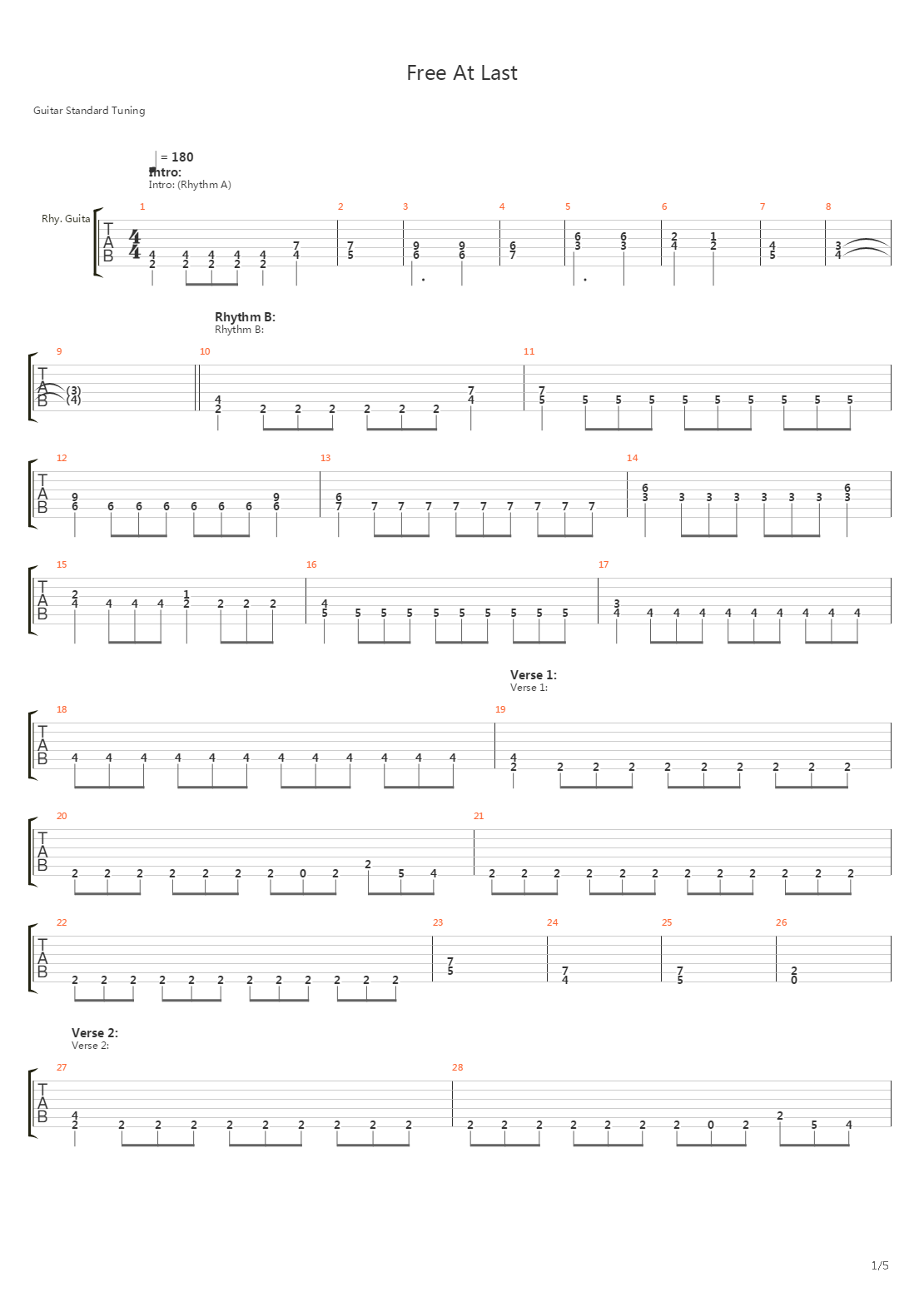 Free At Last吉他谱