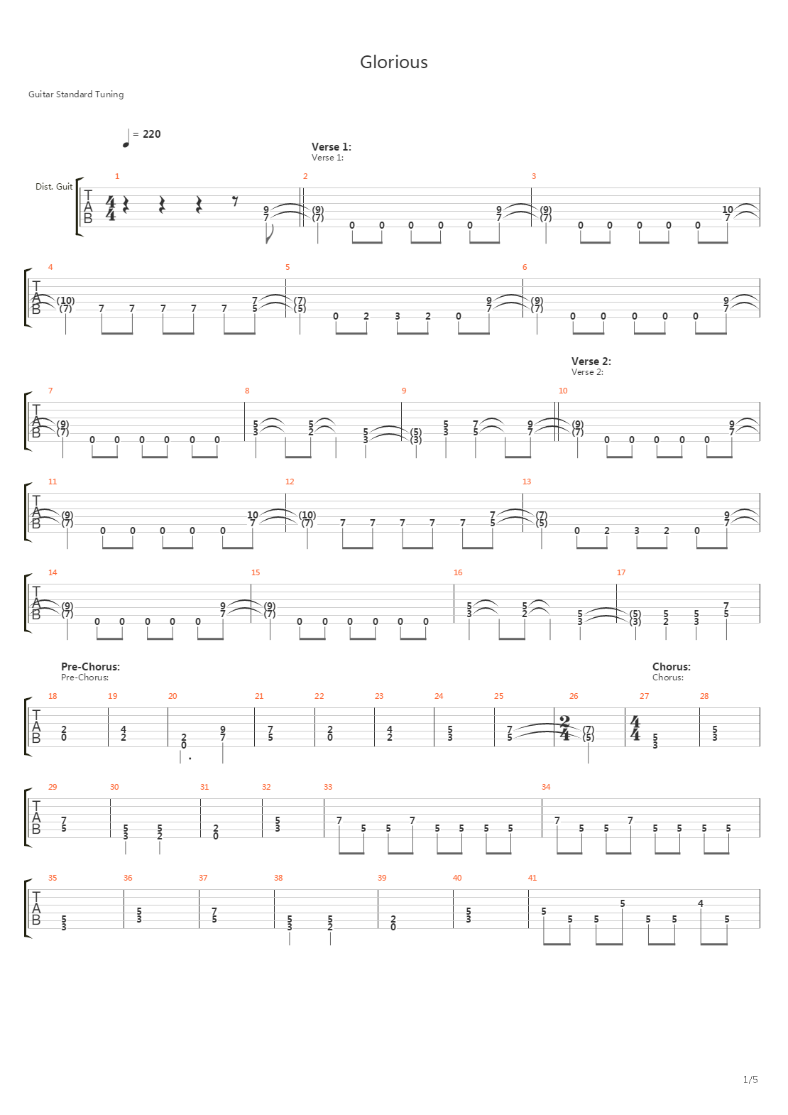 Glorious吉他谱