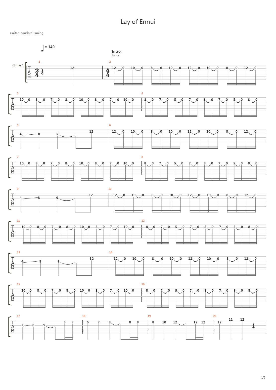Lay Of Ennui吉他谱