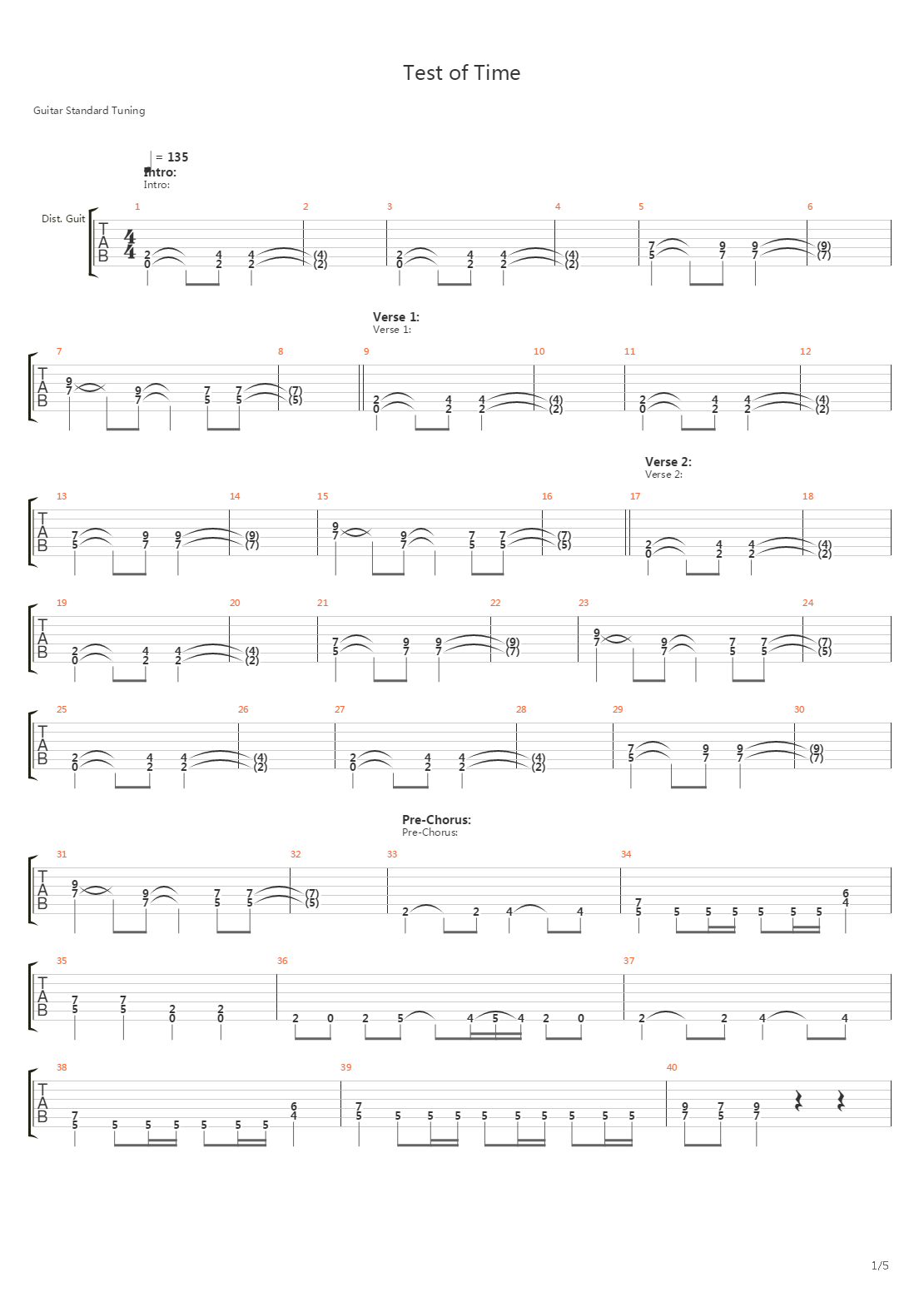 Test Of Time吉他谱