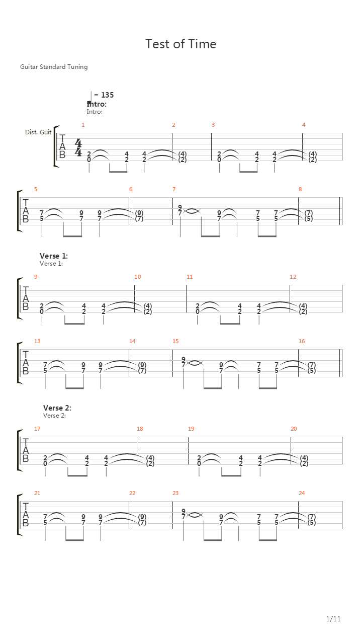 Test Of Time吉他谱