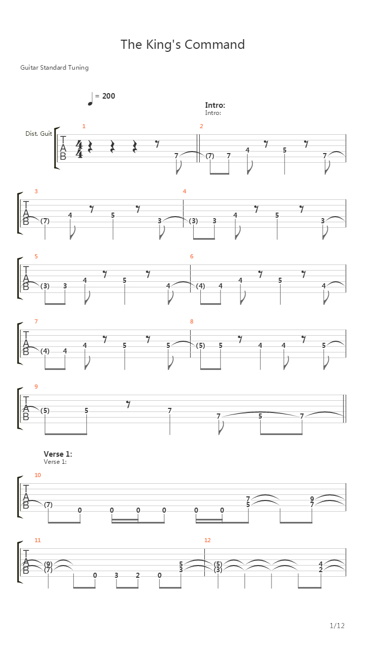 The Kings Command吉他谱