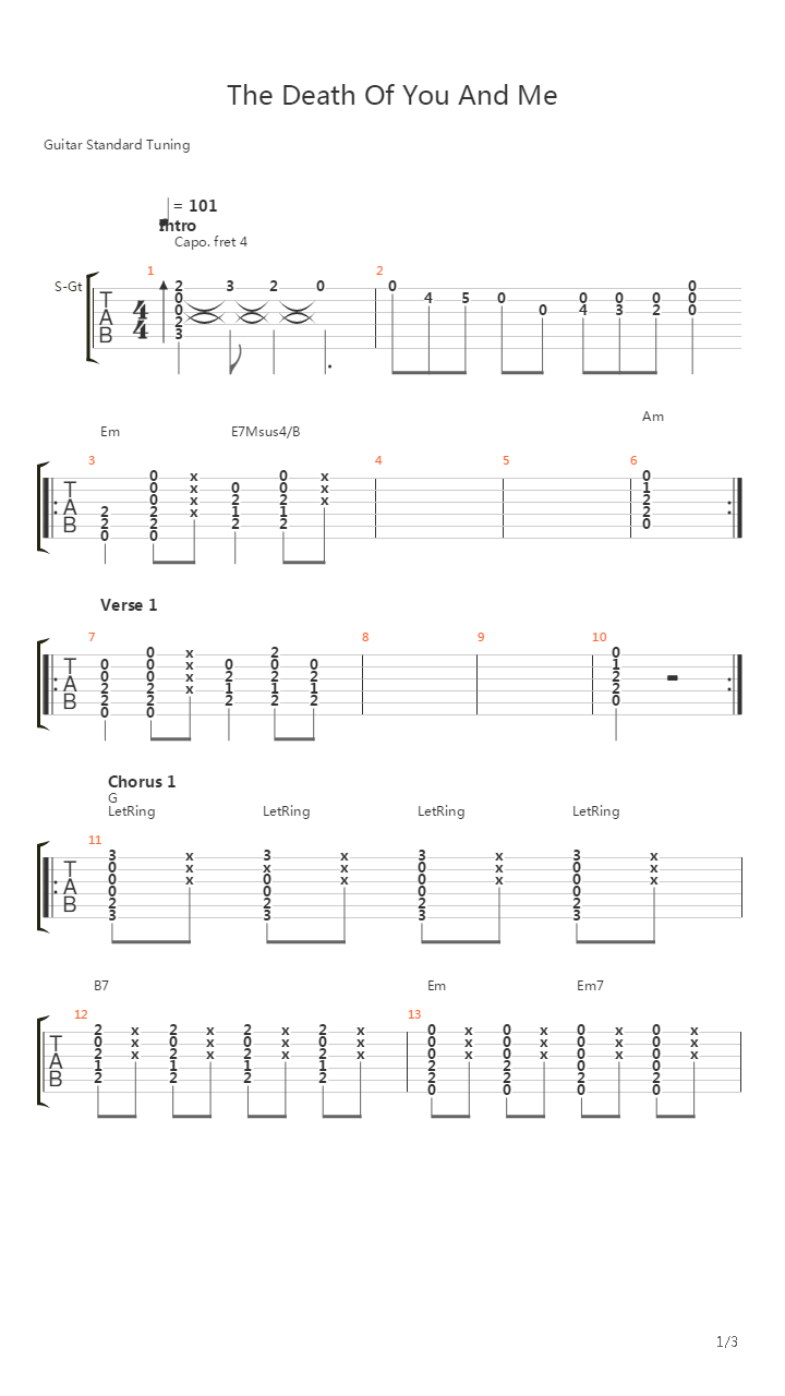 The Death Of You And Me吉他谱