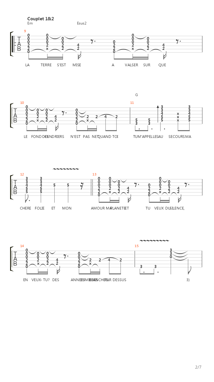 A La Longue吉他谱