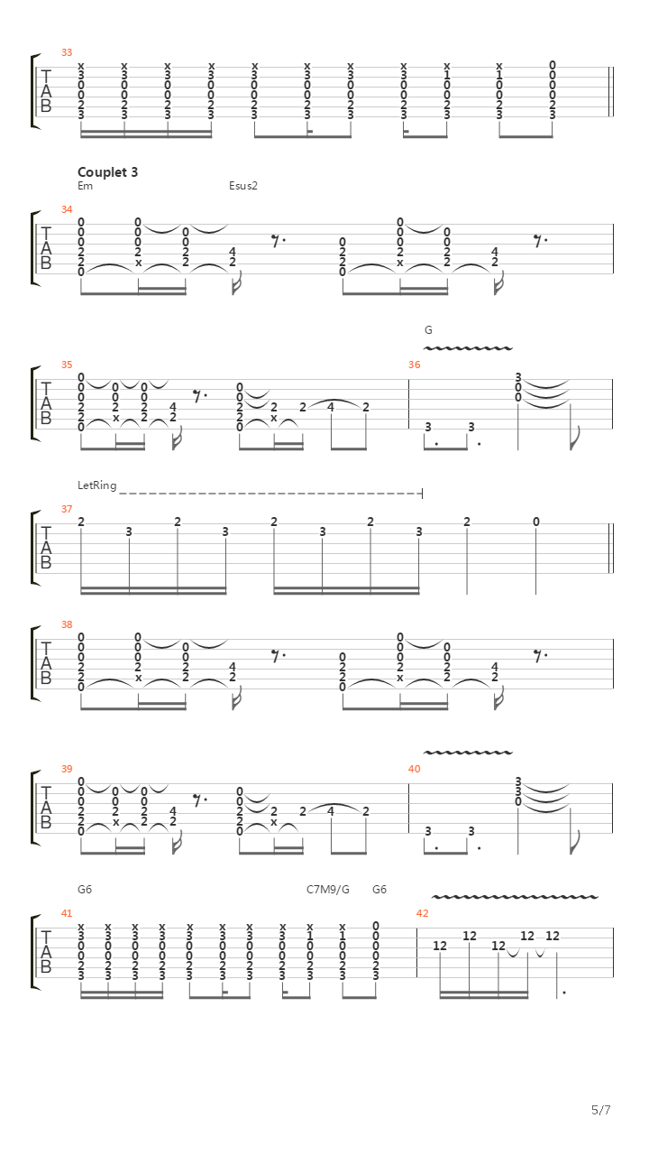 A La Longue吉他谱