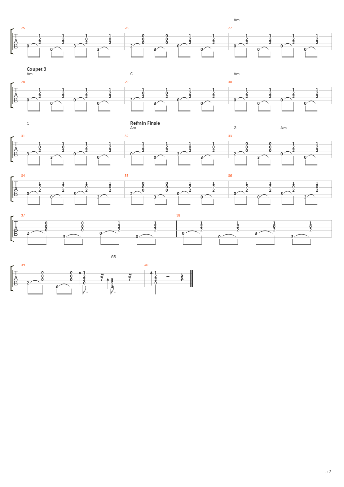 Aux Sombres Hros De Lamer Acoustic吉他谱