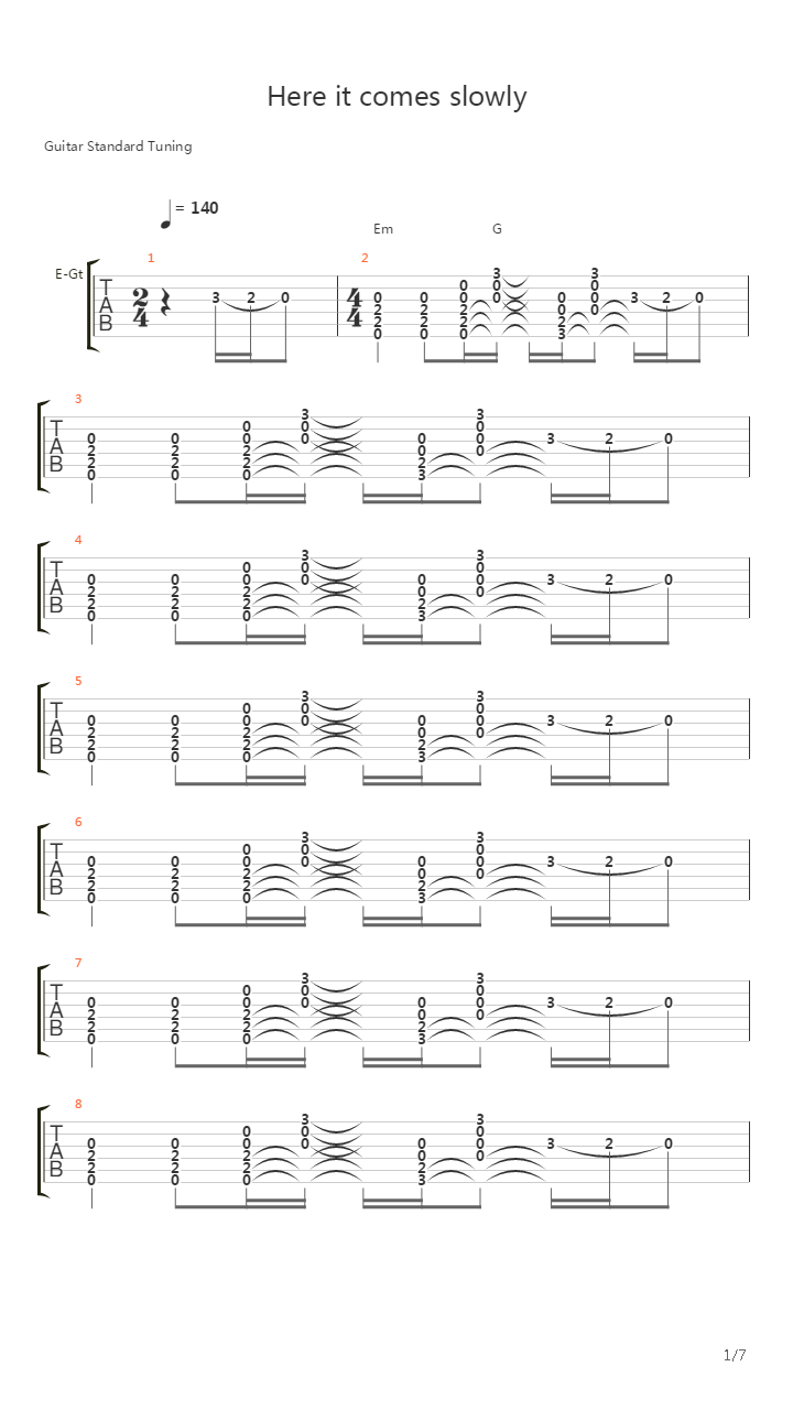 Here It Comes Slowly吉他谱