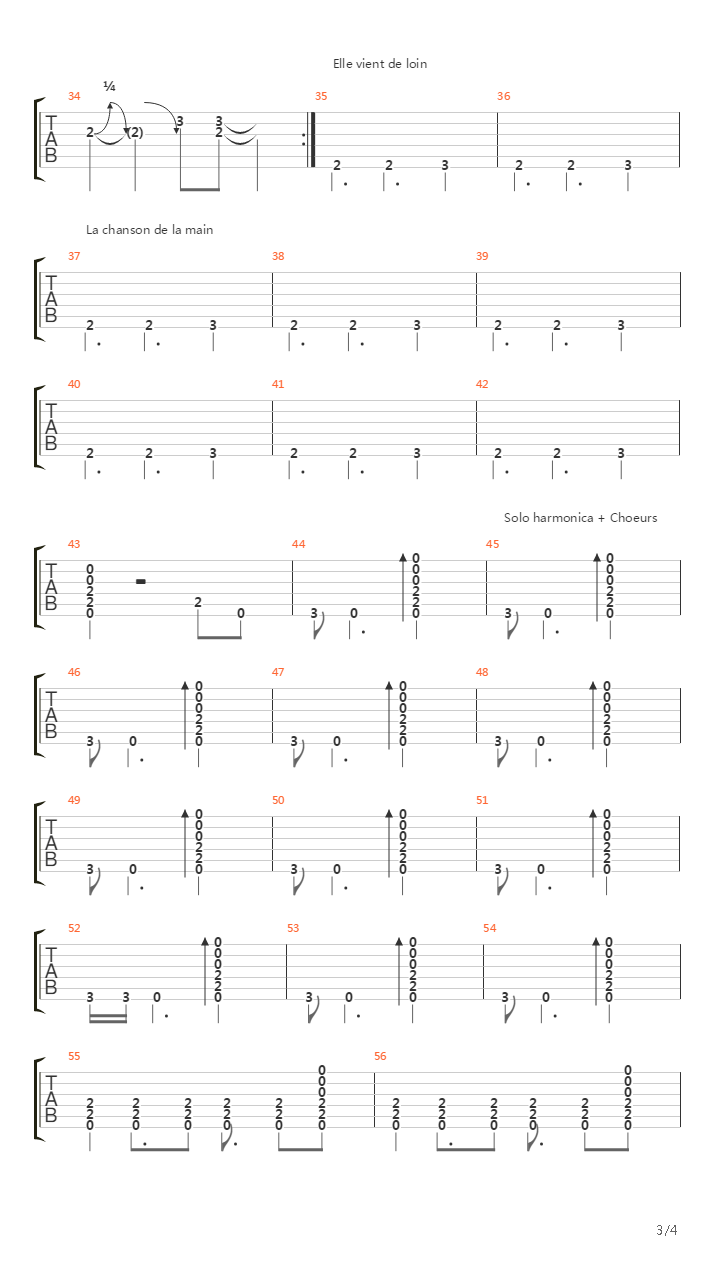 La Chanson De La Main吉他谱