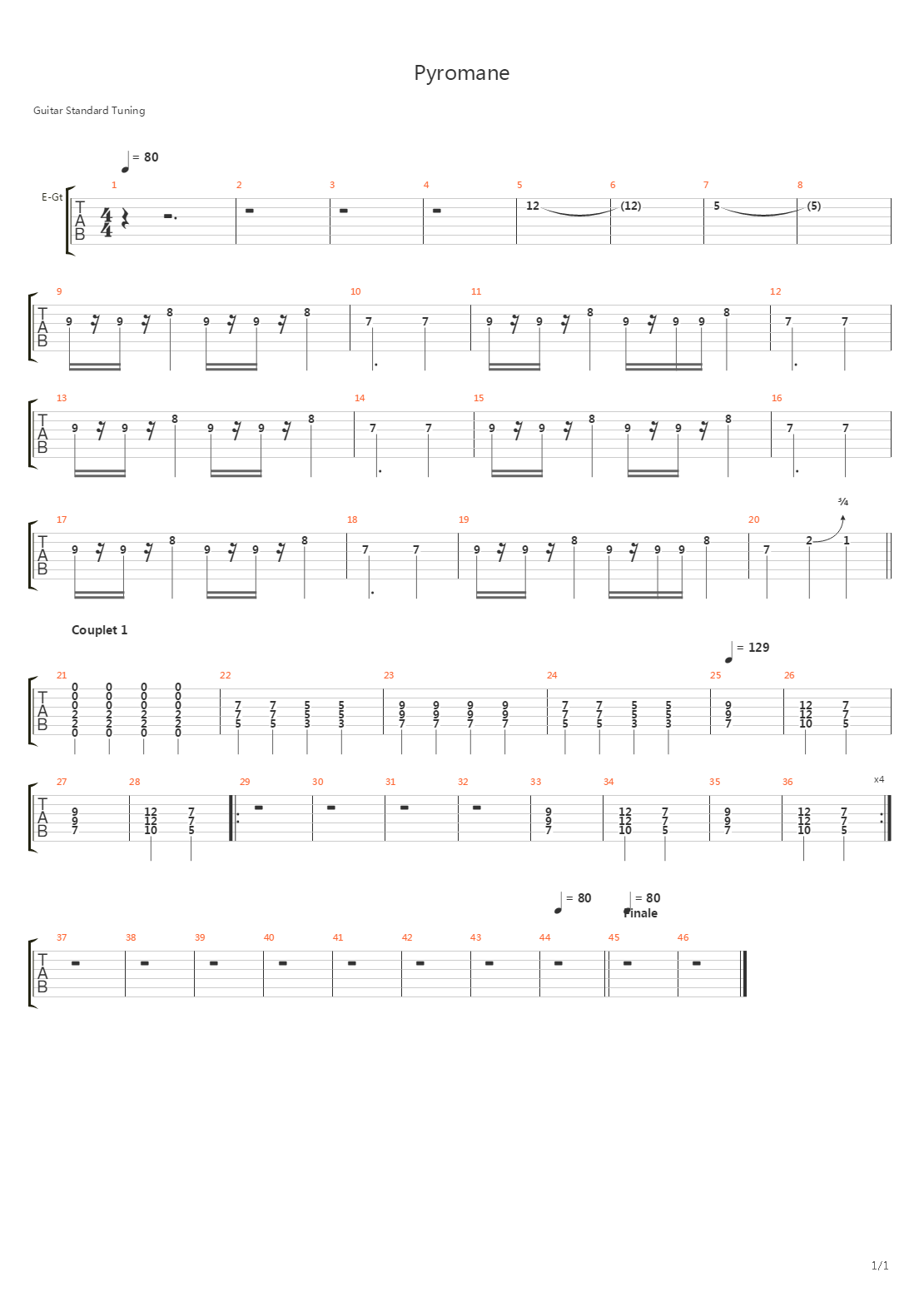 Pyromane吉他谱