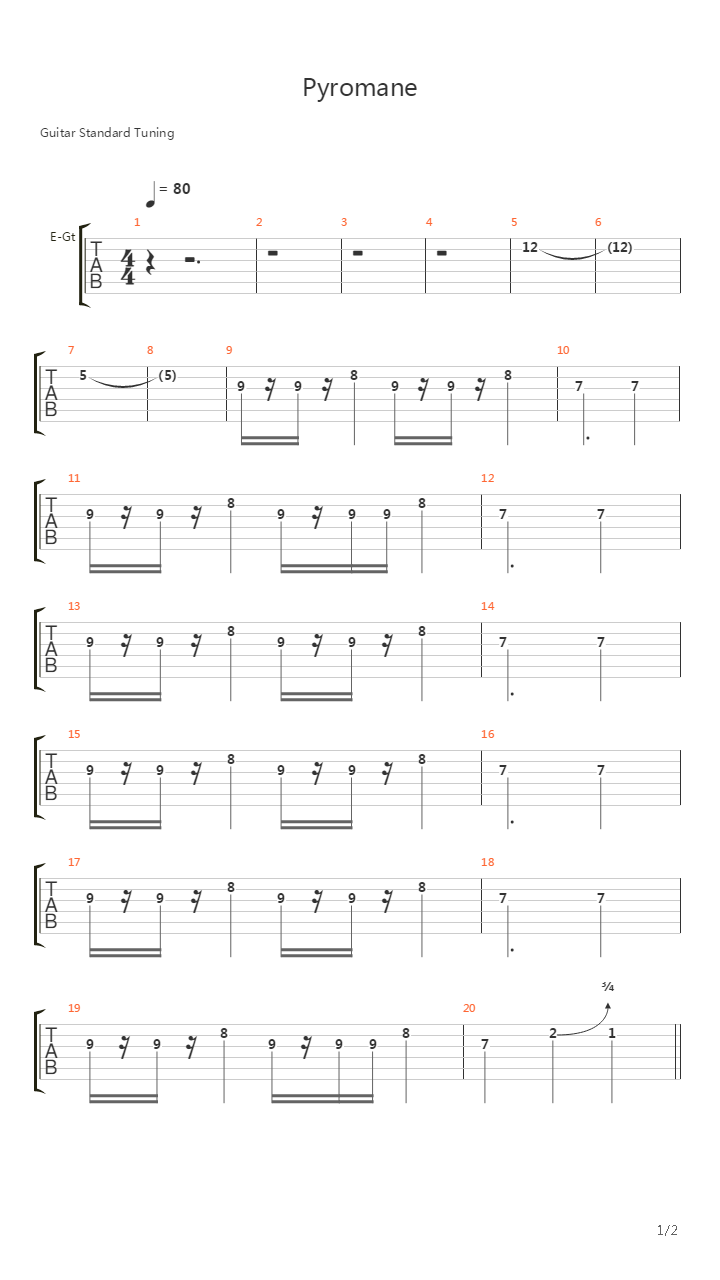 Pyromane吉他谱
