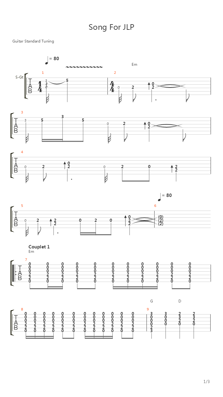 Song For Jlp吉他谱