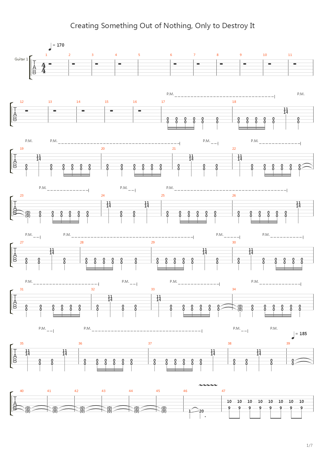 Creating Something Out Of Nothing Only To Destroy It吉他谱