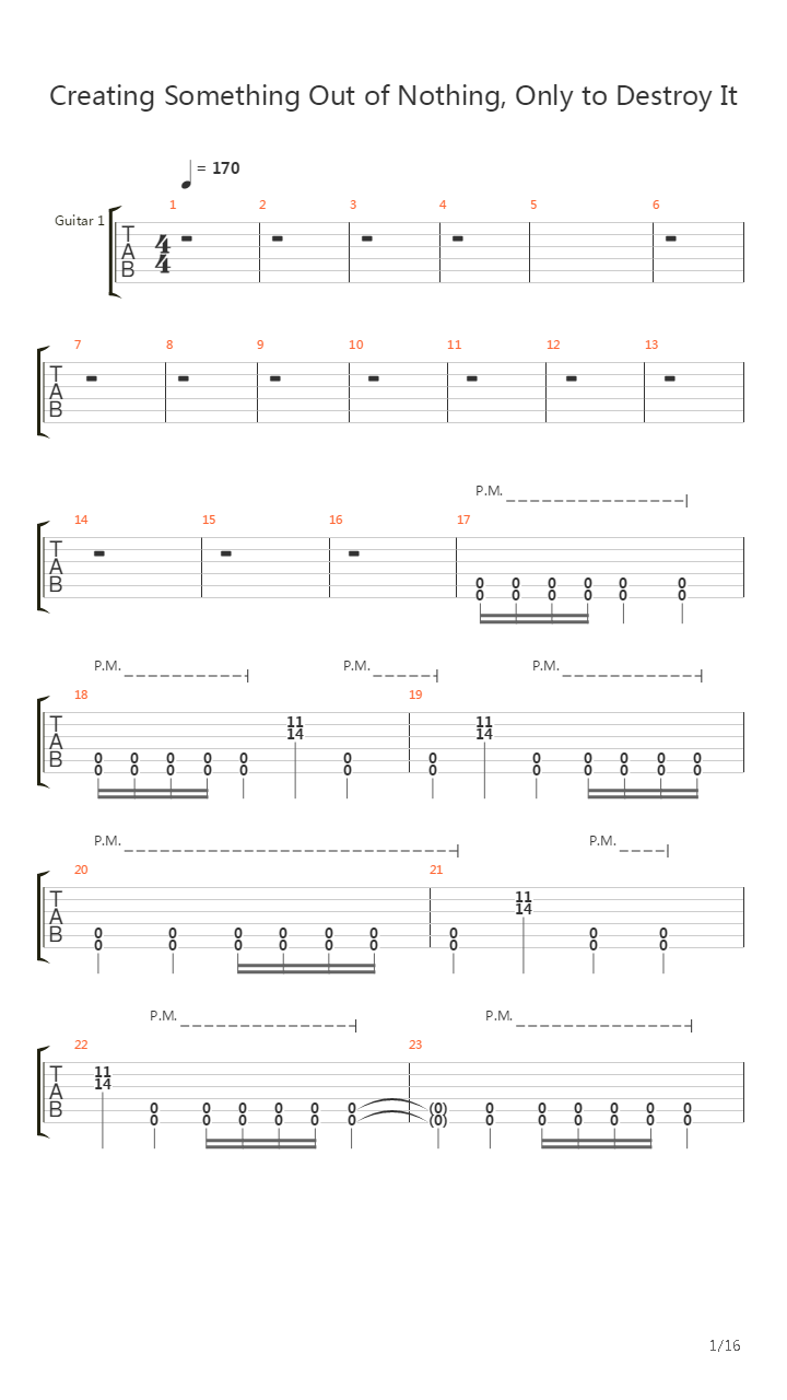 Creating Something Out Of Nothing Only To Destroy It吉他谱