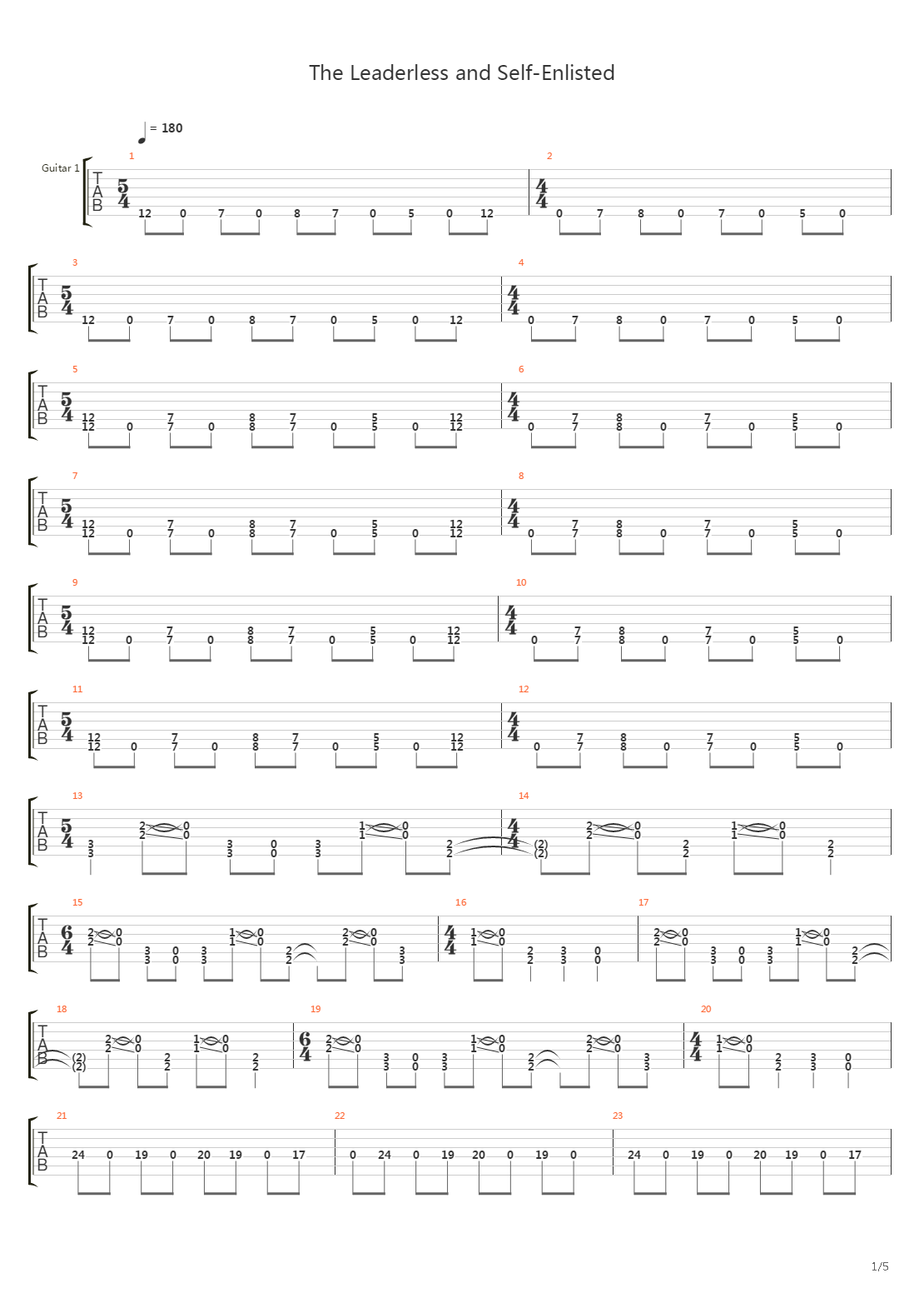 Leaderless And Self Enlisted吉他谱