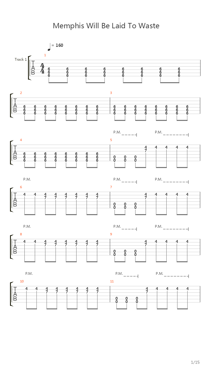 Memphis Will Be Laid To Waste吉他谱