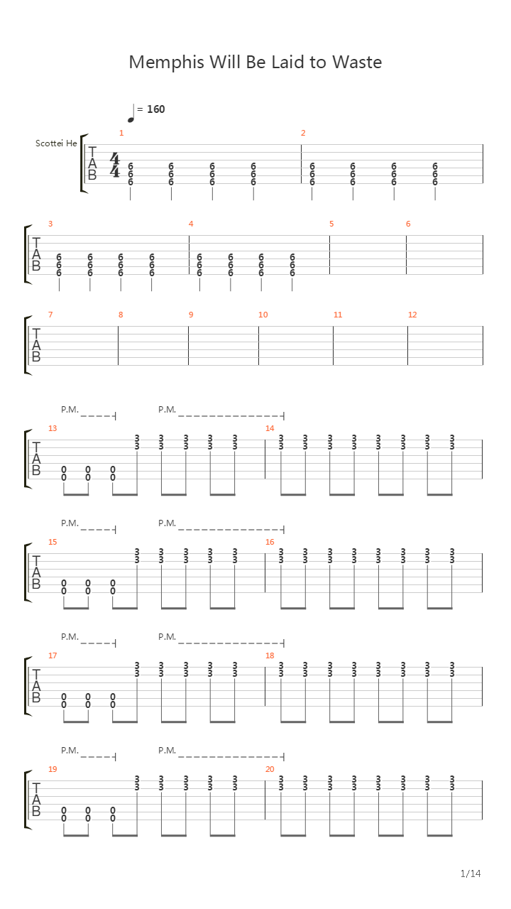 Memphis Will Be Laid To Waste吉他谱
