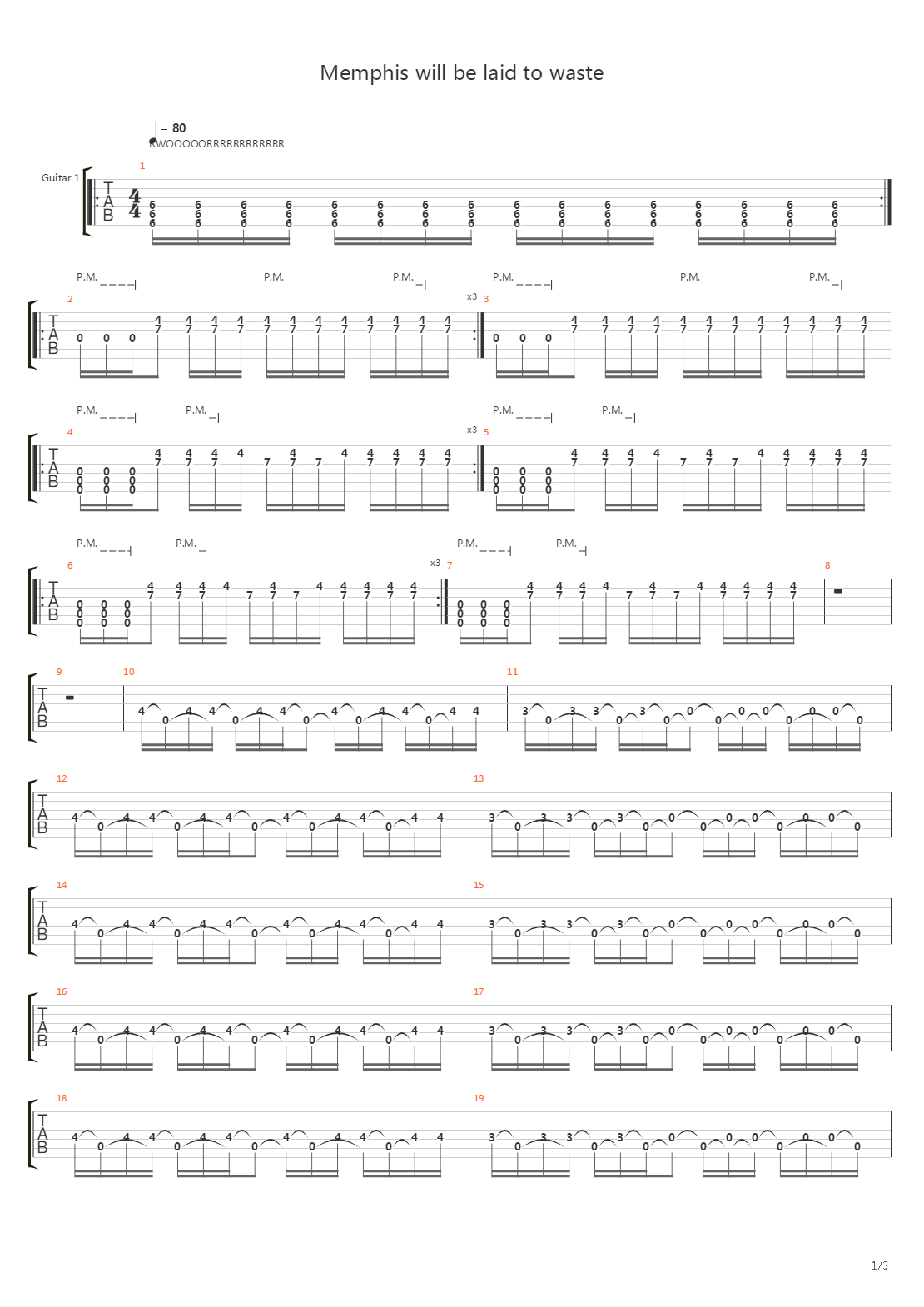 Memphis Will Be Laid To Waste吉他谱