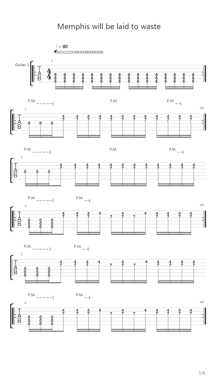 Memphis Will Be Laid To Waste吉他谱