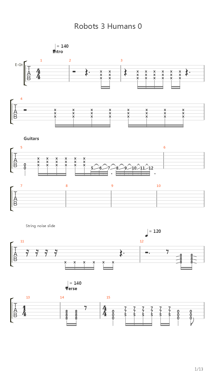 Robots 3 Humans 0吉他谱