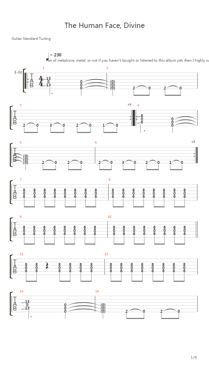 The Human Face Divine吉他谱