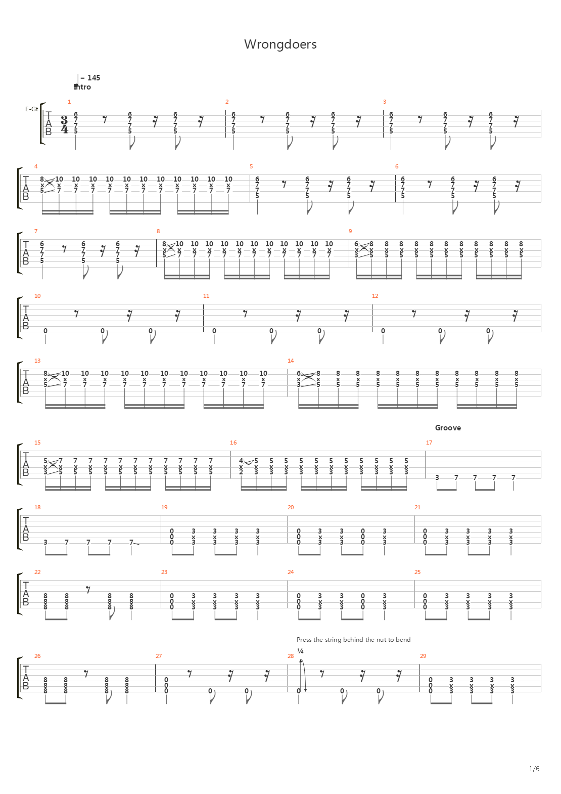 Wrongdoers吉他谱