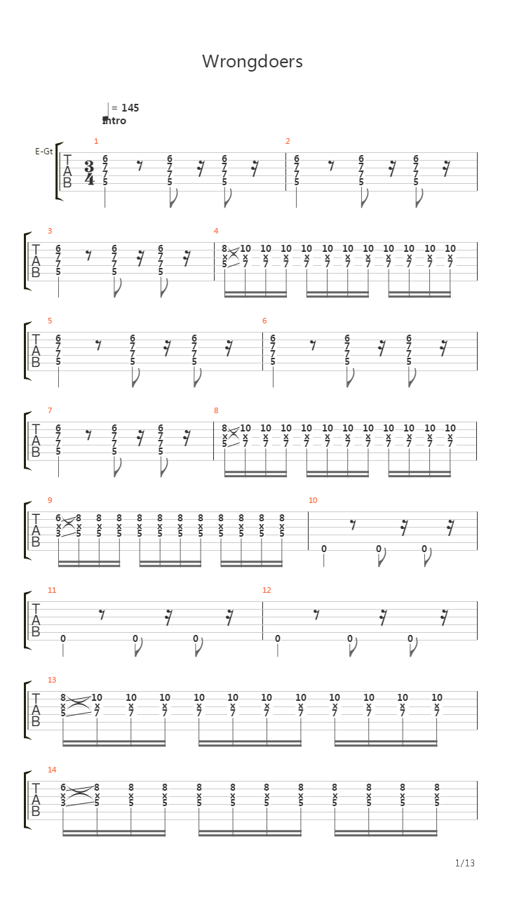 Wrongdoers吉他谱