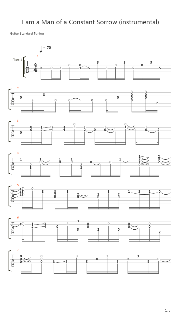 I Am A Man Of A Constant Sorrow吉他谱