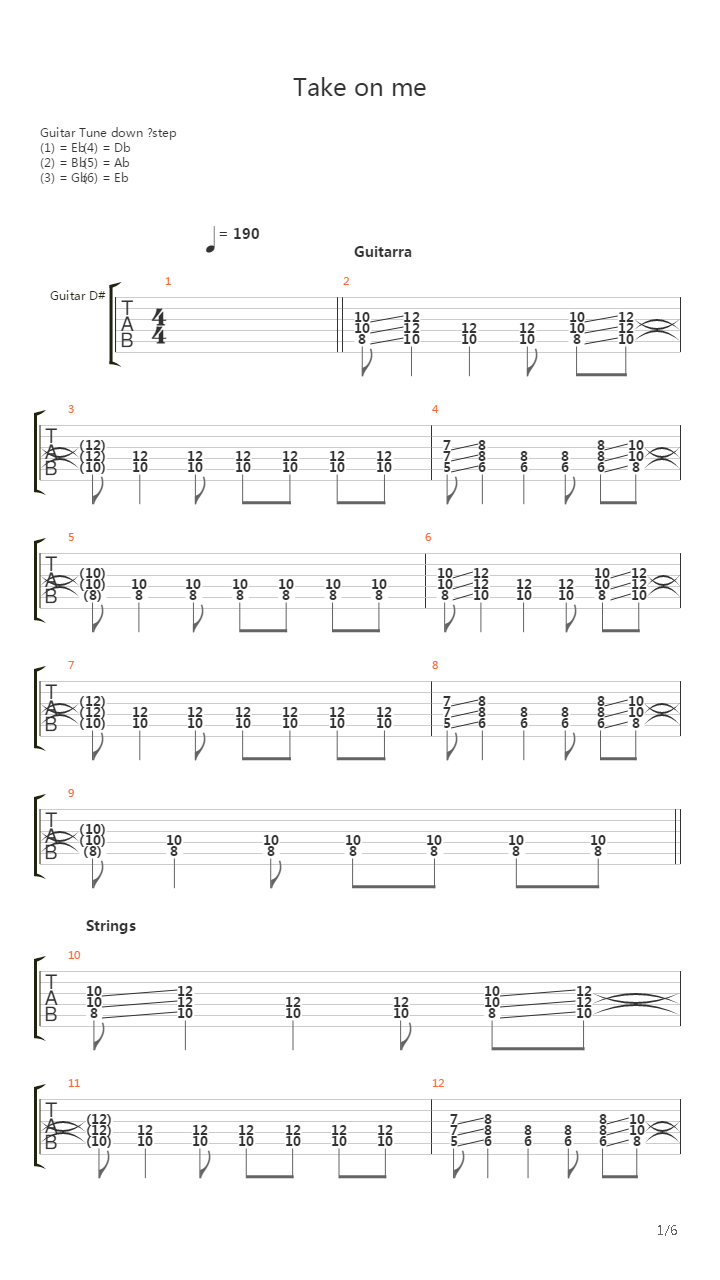 Take On Me吉他谱