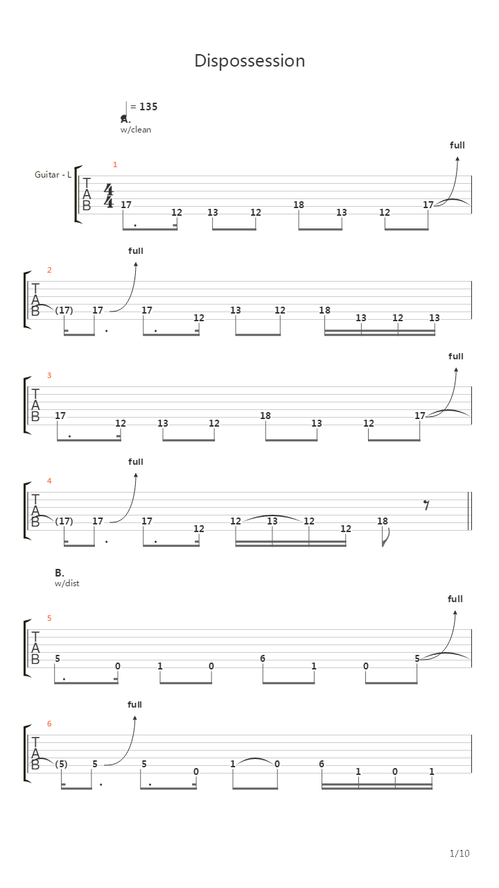 Dispossession吉他谱