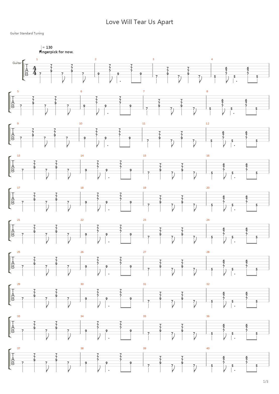 Love Will Tear Us Apart吉他谱