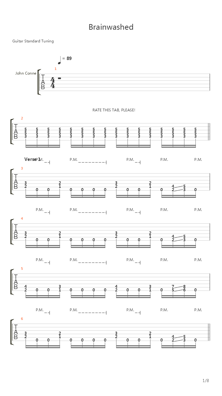 Brainwashed吉他谱