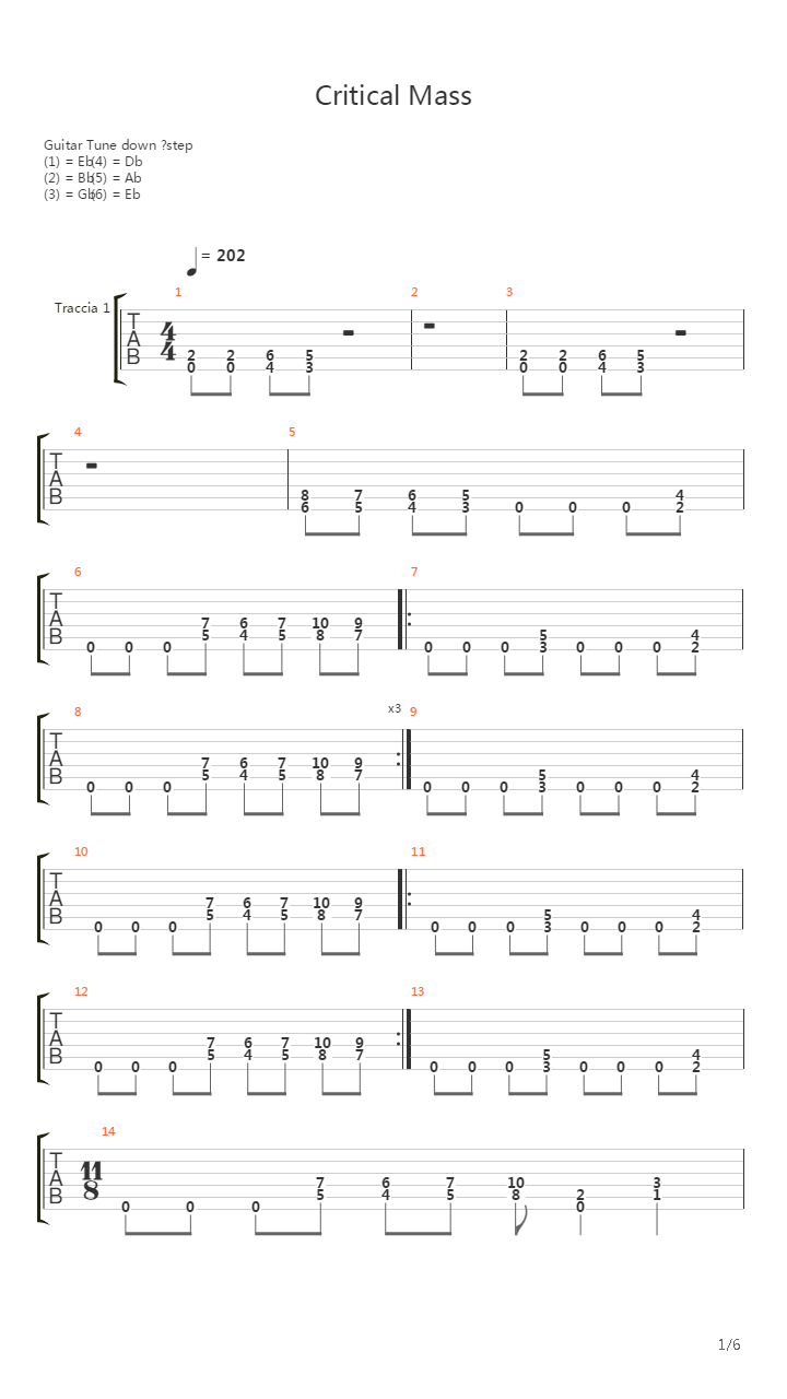 Critical Mass吉他谱