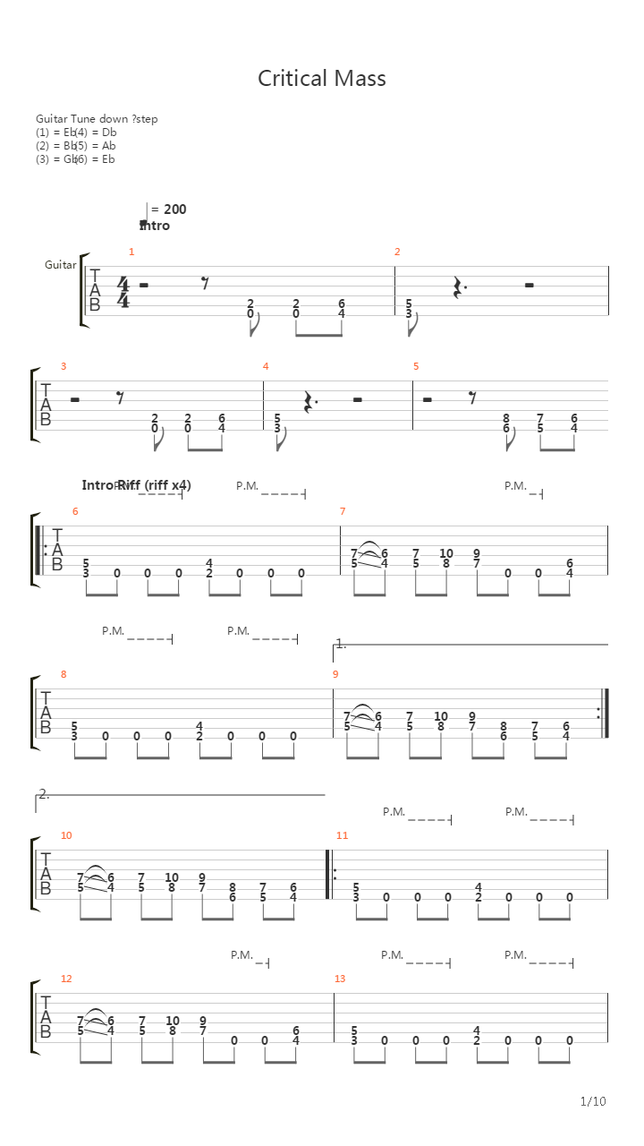 Critical Mass吉他谱