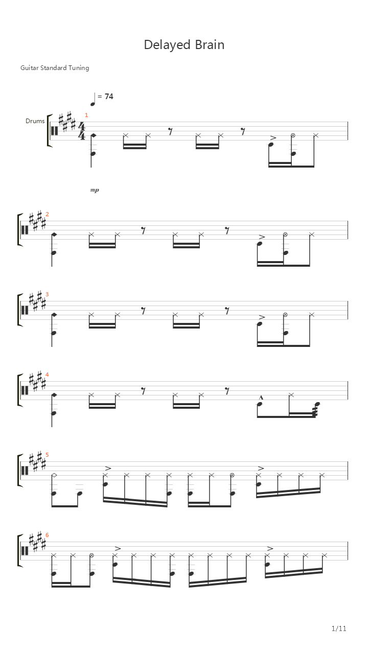 Delayed Brain吉他谱