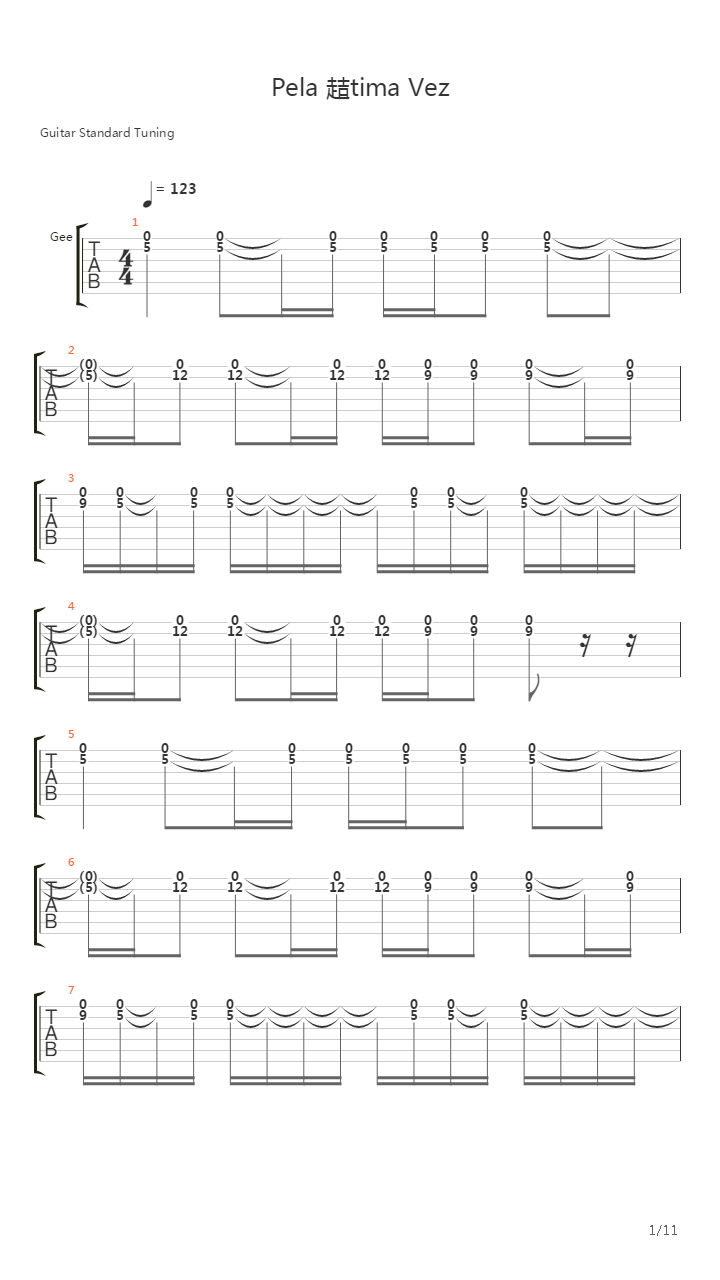 Pela Ultima Vez吉他谱