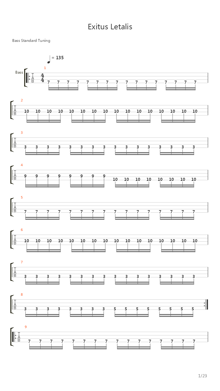 Exitus Letalis吉他谱