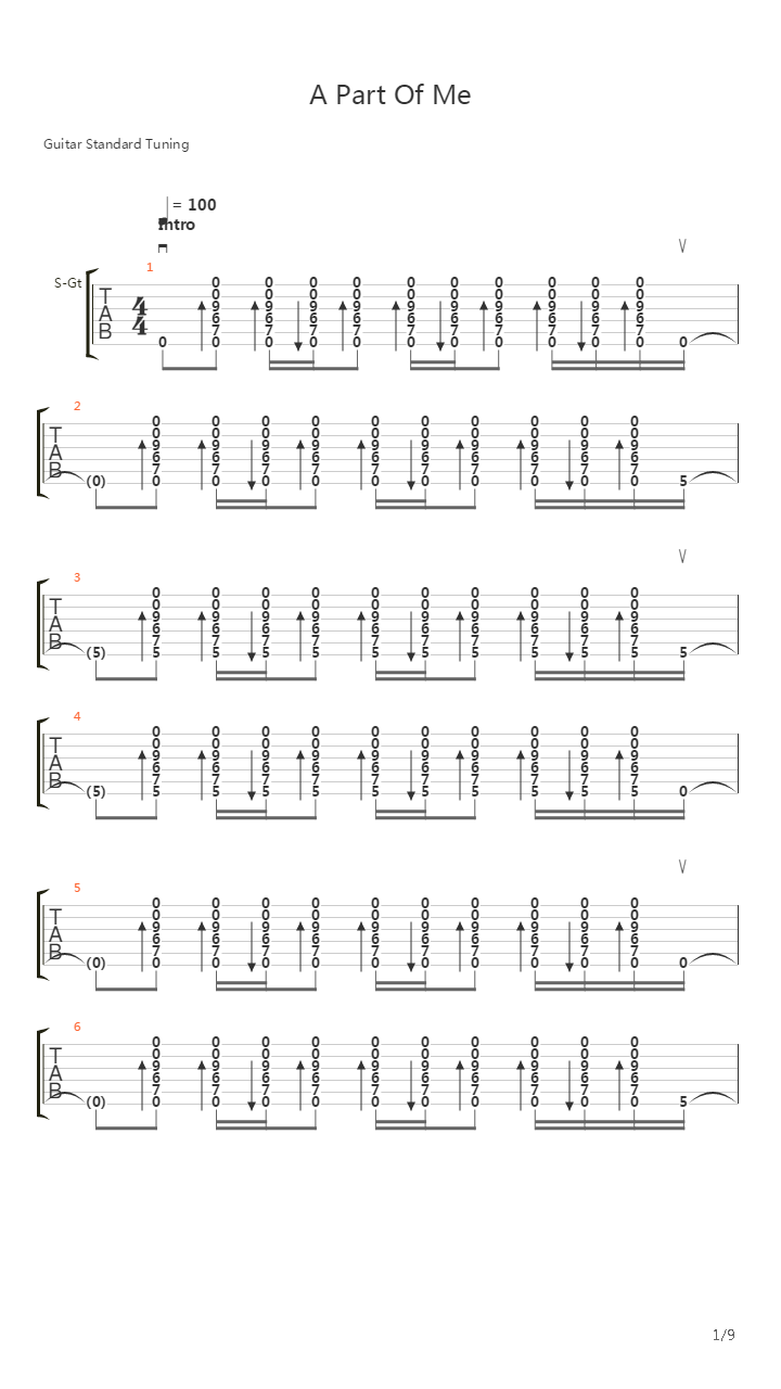 A Part Of Me吉他谱