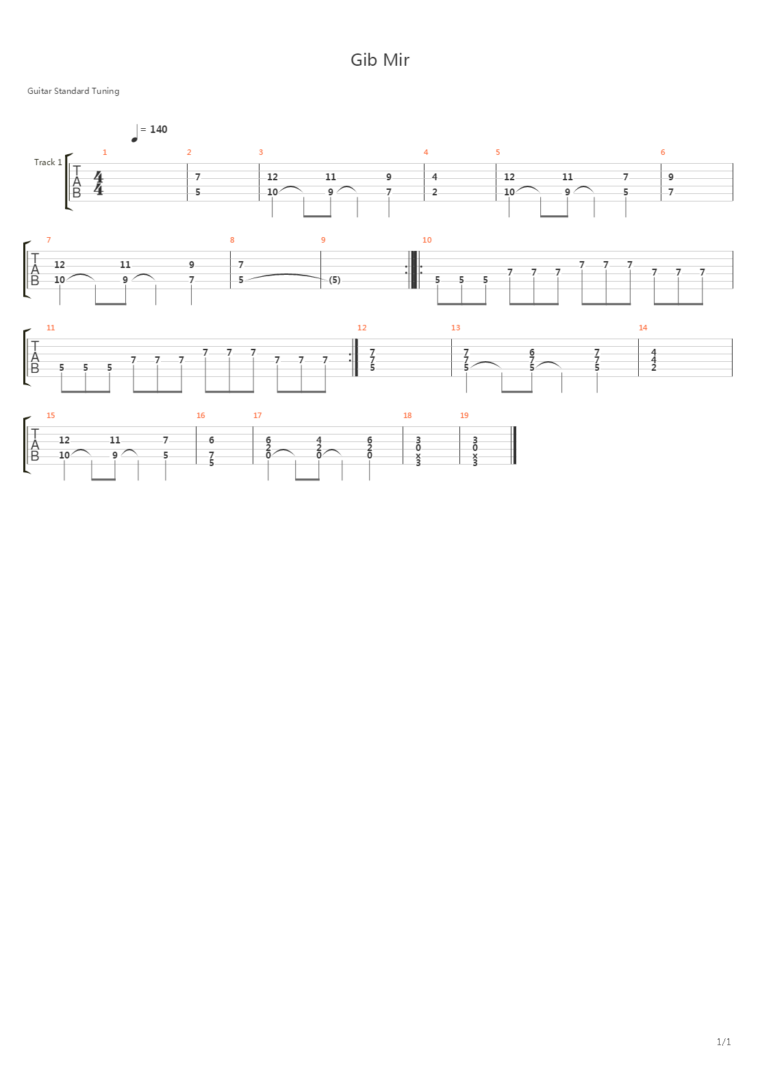 Gib Mir吉他谱
