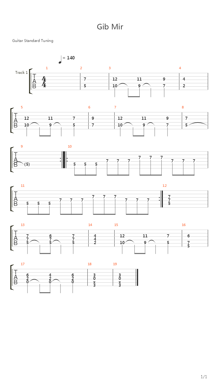 Gib Mir吉他谱