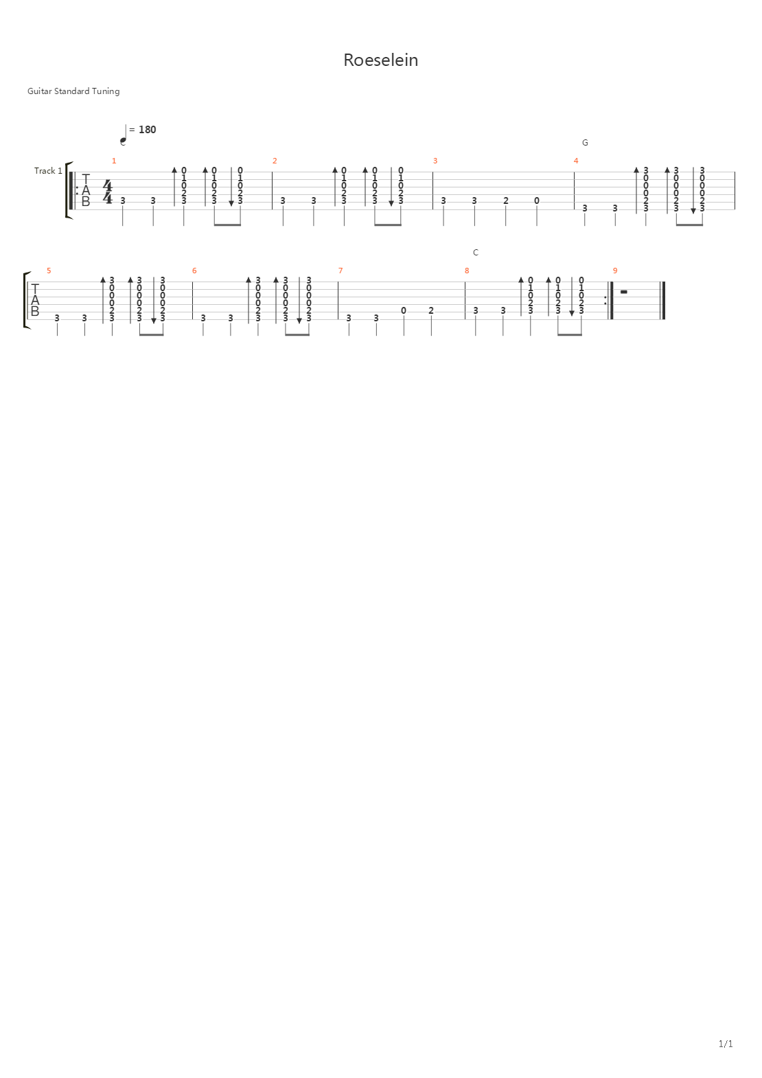 Roeslein吉他谱