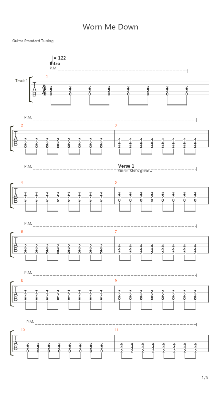 Worn Me Down吉他谱