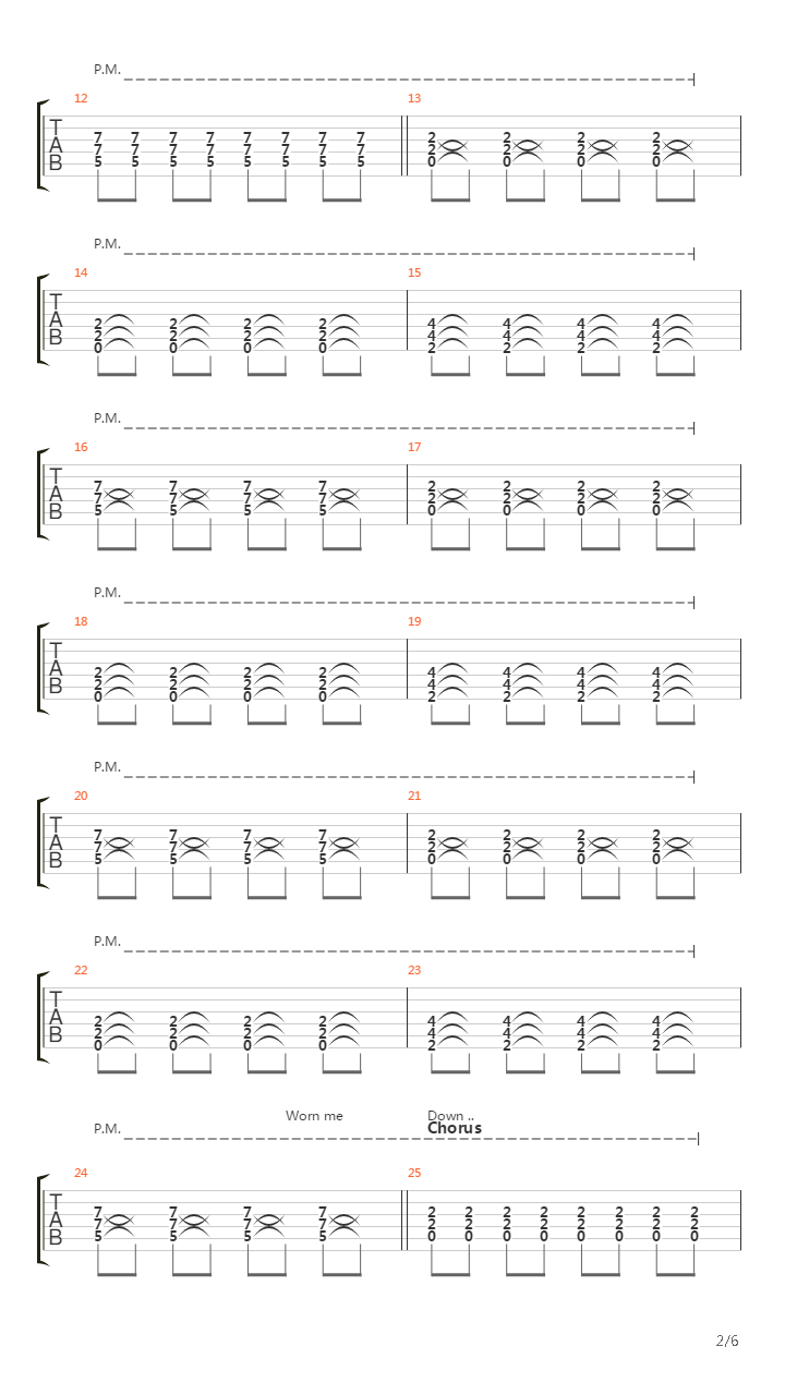 Worn Me Down吉他谱