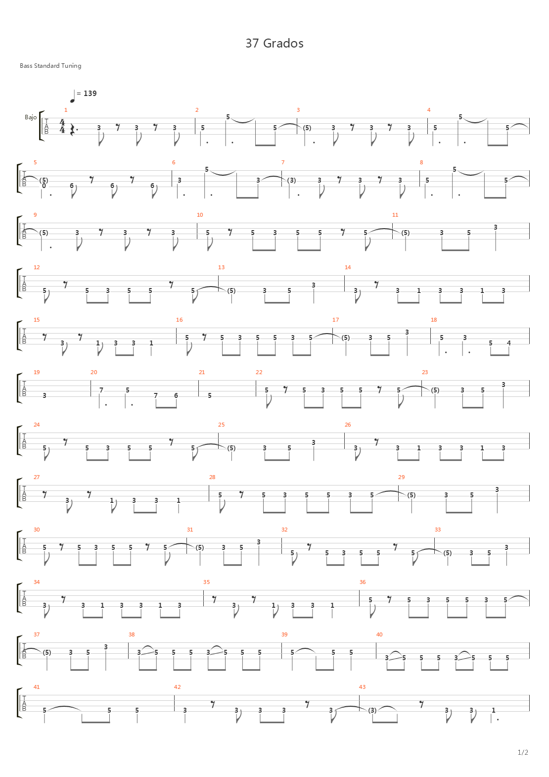 37 Grados吉他谱