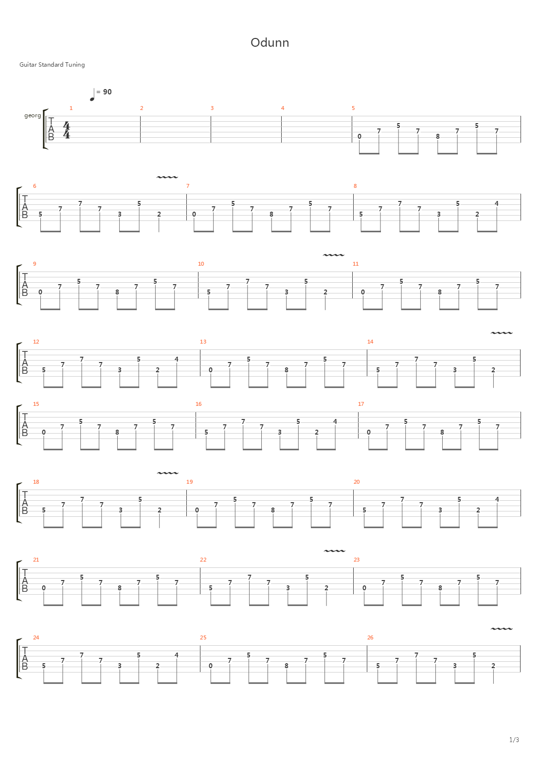 Odunn吉他谱