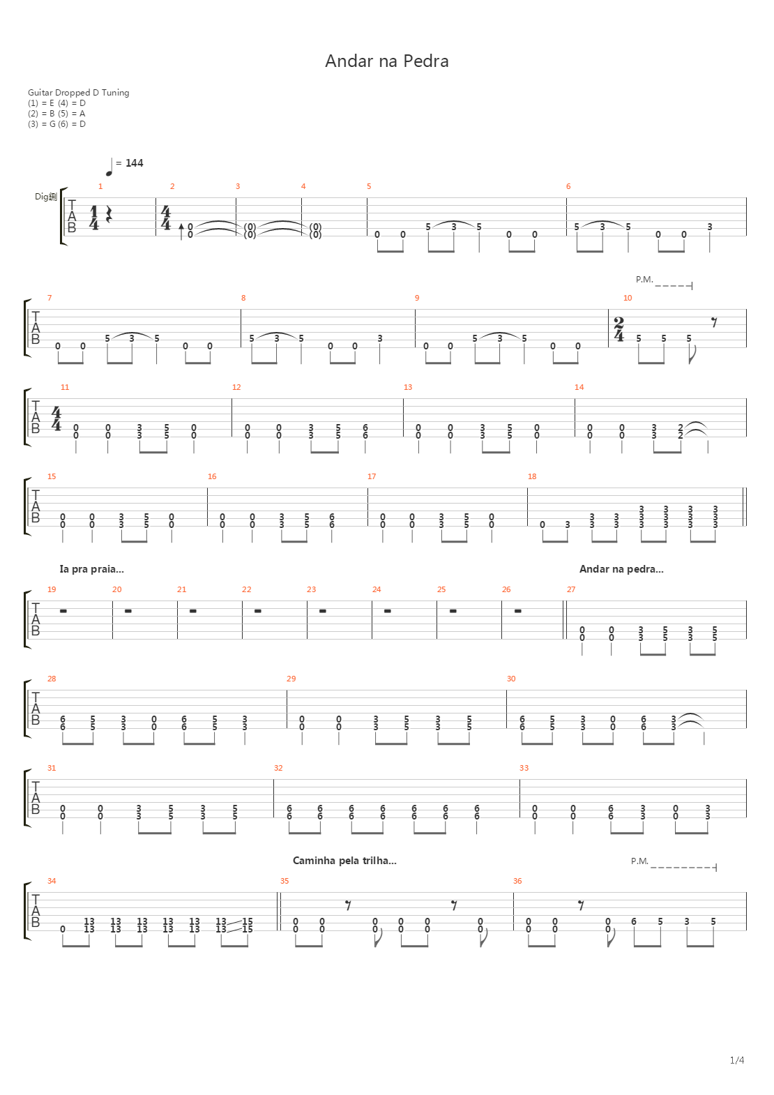 Andar Na Pedra吉他谱