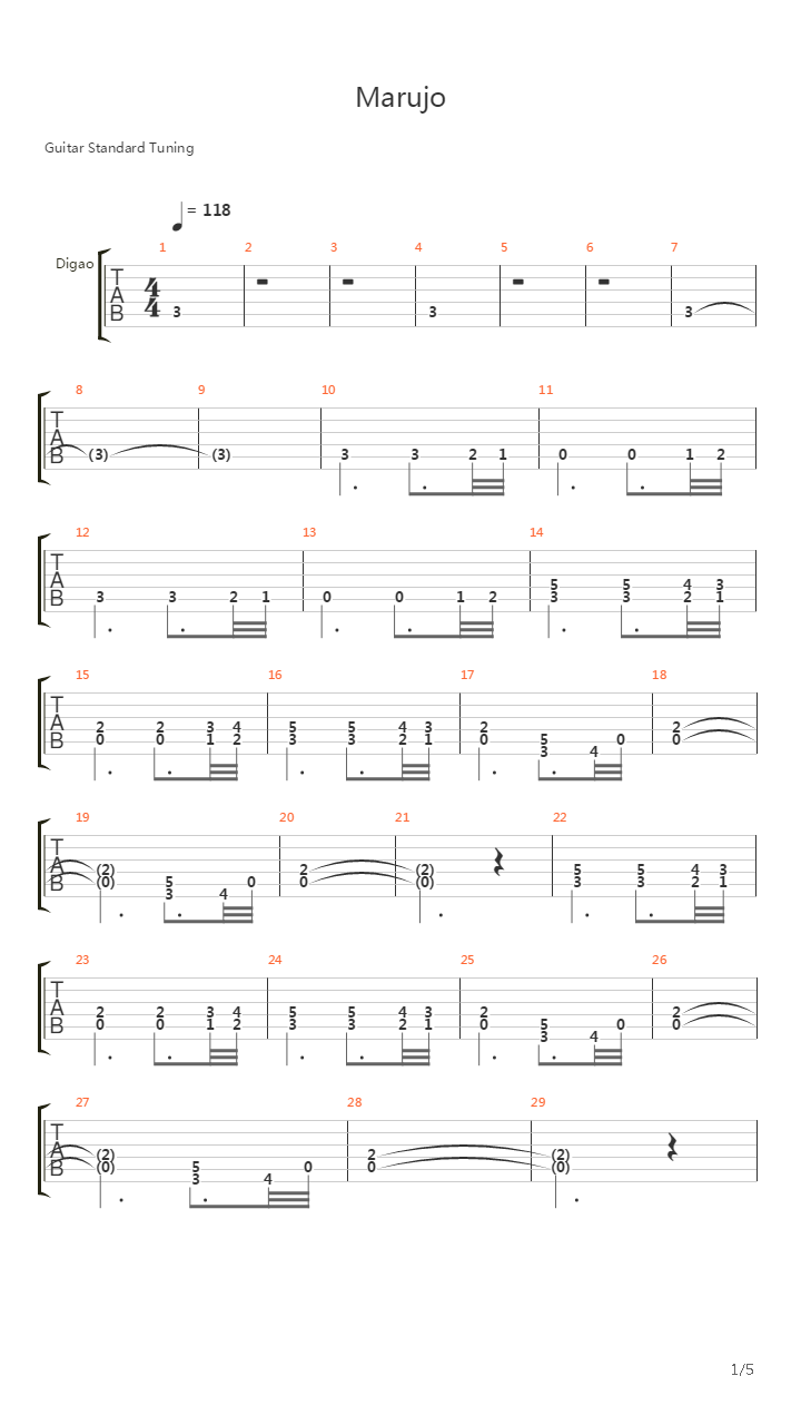 Marujo吉他谱